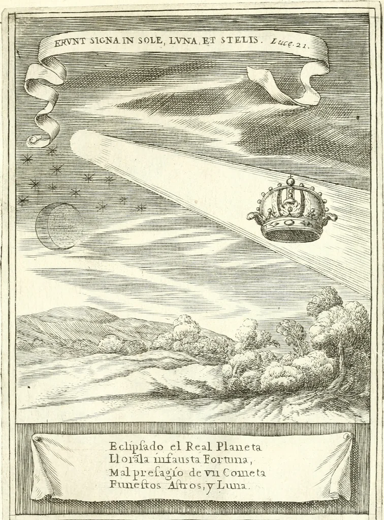 An illustration from Descripcion de las honras : que se hicieron ala Catholica Magd. de D. Phelippe quarto rey de las Españas y del nueuo mundo en el Real Conuento de la Encarnacion : que de horden de la reyna n[uest]ra señora como superintendente de las reales obras dispuso D. Baltasar Barroso de Ribera marques de Malpica ..., 1666, leaf 202