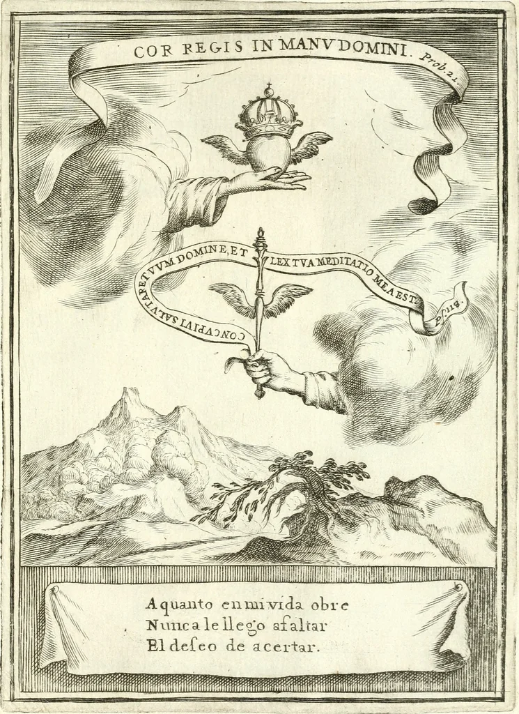 An illustration from Descripcion de las honras : que se hicieron ala Catholica Magd. de D. Phelippe quarto rey de las Españas y del nueuo mundo en el Real Conuento de la Encarnacion : que de horden de la reyna n[uest]ra señora como superintendente de las reales obras dispuso D. Baltasar Barroso de Ribera marques de Malpica ..., 1666, leaf 204