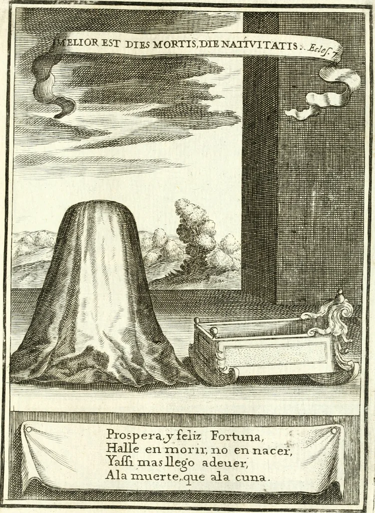 An illustration from Descripcion de las honras : que se hicieron ala Catholica Magd. de D. Phelippe quarto rey de las Españas y del nueuo mundo en el Real Conuento de la Encarnacion : que de horden de la reyna n[uest]ra señora como superintendente de las reales obras dispuso D. Baltasar Barroso de Ribera marques de Malpica ..., 1666, leaf 206