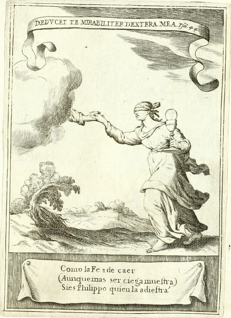 An illustration from Descripcion de las honras : que se hicieron ala Catholica Magd. de D. Phelippe quarto rey de las Españas y del nueuo mundo en el Real Conuento de la Encarnacion : que de horden de la reyna n[uest]ra señora como superintendente de las reales obras dispuso D. Baltasar Barroso de Ribera marques de Malpica ..., 1666, leaf 224