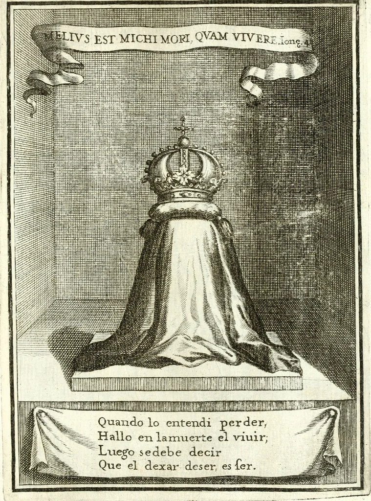 An illustration from Descripcion de las honras : que se hicieron ala Catholica Magd. de D. Phelippe quarto rey de las Españas y del nueuo mundo en el Real Conuento de la Encarnacion : que de horden de la reyna n[uest]ra señora como superintendente de las reales obras dispuso D. Baltasar Barroso de Ribera marques de Malpica ..., 1666, leaf 226
