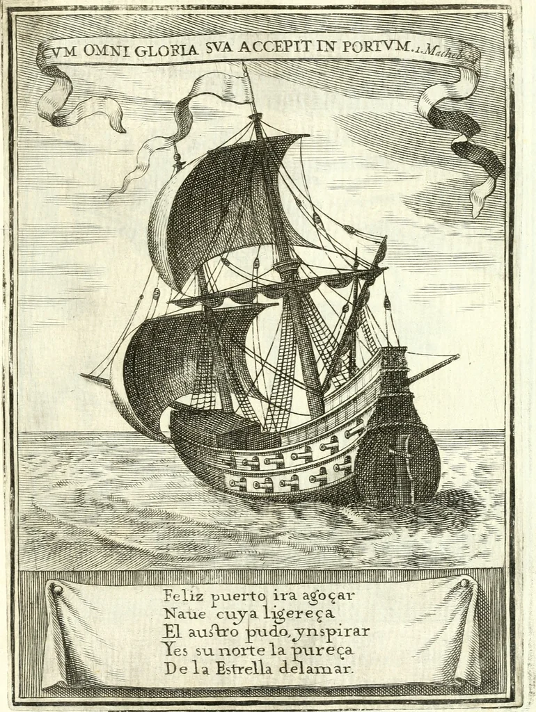 An illustration from Descripcion de las honras : que se hicieron ala Catholica Magd. de D. Phelippe quarto rey de las Españas y del nueuo mundo en el Real Conuento de la Encarnacion : que de horden de la reyna n[uest]ra señora como superintendente de las reales obras dispuso D. Baltasar Barroso de Ribera marques de Malpica ..., 1666, leaf 228