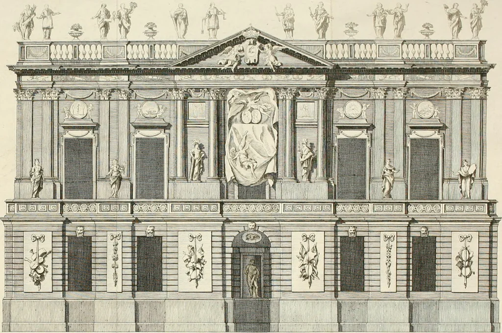 An illustration from Descripcion de los ornatos públicos con que la corte de Madrid ha solemnizado la feliz exâltacion al trono de los reyes nuestros señores don Carlos IIII. y doña Luisa de Borbon, y la jura del serenisimo señor don Fernando, principe de Asturias, 1789, leaf 50
