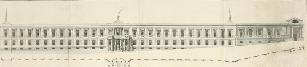 An illustration from Descripcion de los ornatos públicos con que la corte de Madrid ha solemnizado la feliz exâltacion al trono de los reyes nuestros señores don Carlos IIII. y doña Luisa de Borbon, y la jura del serenisimo señor don Fernando, principe de Asturias, 1789, leaf 68