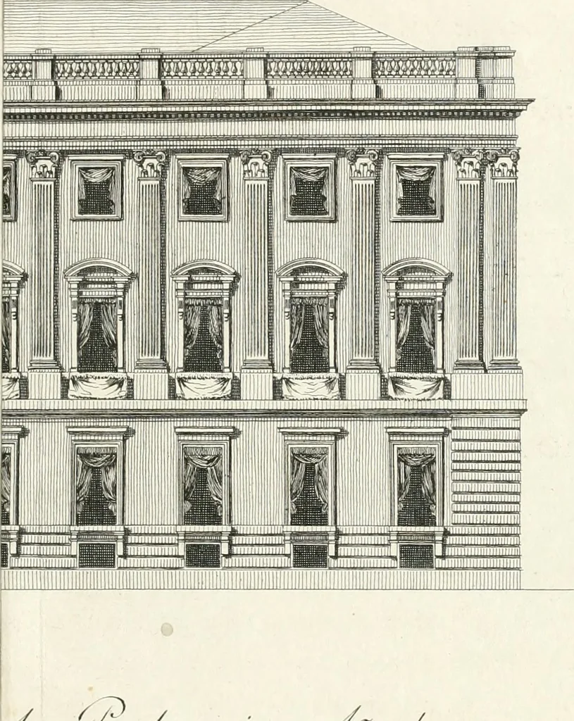 An illustration from Descripcion de los ornatos públicos con que la corte de Madrid ha solemnizado la feliz exâltacion al trono de los reyes nuestros señores don Carlos IIII. y doña Luisa de Borbon, y la jura del serenisimo señor don Fernando, principe de Asturias, 1789, leaf 88