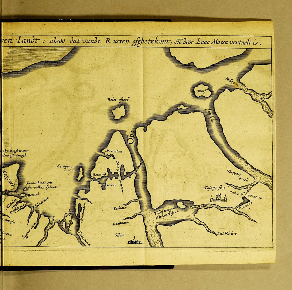 An illustration from Descriptio ac delineatio geographica detectionis freti, : sive, Transitus ad occasum, suprà terras Americanas in Chinam atq[ue] Iaponem ducturi, recens investigati ab M. Henrico Hudsono Anglo. : Item, Narratio ser.mo regi Hispaniæ facta, super tractu, in quinta orbis terrarum parte, cui Australiæ incognitæ nomen est, recens detecto, per Capitaneum Petrum Ferdinandez de Quir. : Vnà cum descriptione terræ Samoiedarum [et] Tingoesiorum, in Tartaria ad ortum Freti VVaygats sitæ, nuperq; imperio Moscovitarum subactæ, 1612, leaf 41