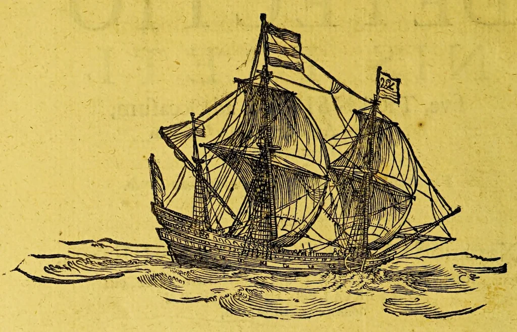 An illustration from Descriptio ac delineatio geographica detectionis freti, : sive, Transitus ad occasum, suprà terras Americanas in Chinam atq[ue] Iaponem ducturi, recens investigati ab M. Henrico Hudsono Anglo. : Item, Narratio ser.mo regi Hispaniæ facta, super tractu, in quinta orbis terrarum parte, cui Australiæ incognitæ nomen est, recens detecto, per Capitaneum Petrum Ferdinandez de Quir. : Vnà cum descriptione terræ Samoiedarum [et] Tingoesiorum, in Tartaria ad ortum Freti VVaygats sitæ, nuperq; imperio Moscovitarum subactæ, 1612, leaf 8