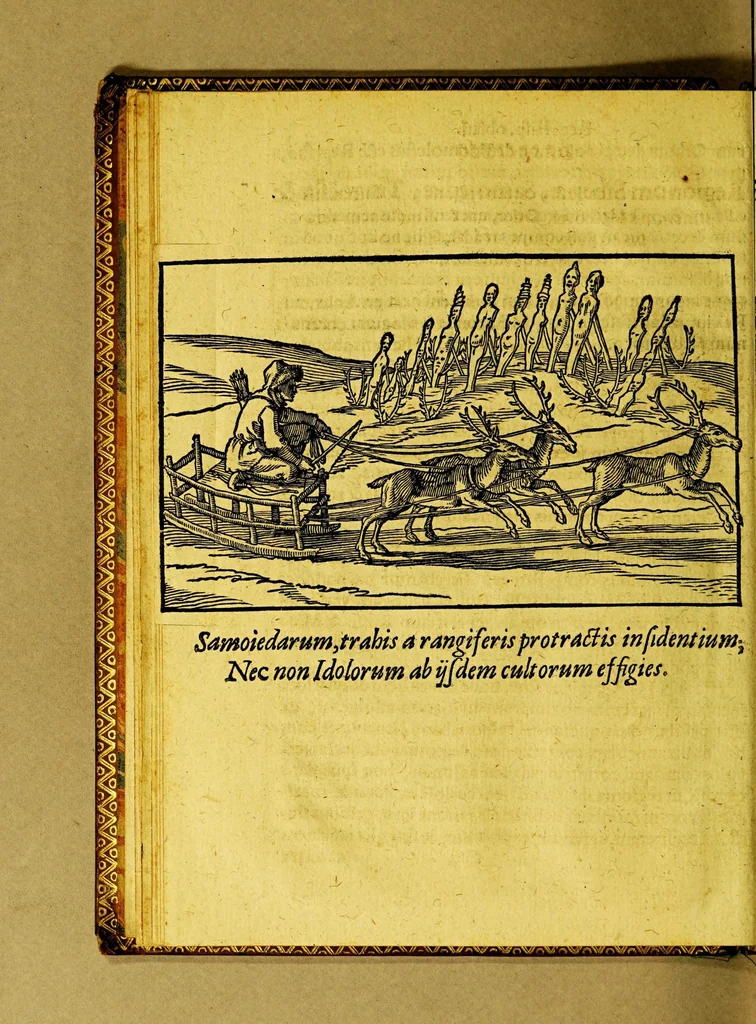 An illustration from Descriptio ac delineatio geographica detectionis freti, : sive, Transitus ad occasum suprà terras Americanas, in Chinam atq; Iaponem ducturi. Recens investigati ab M. Henrico Hudsono Anglo. : Item, Exegesis regi Hispaniæ facta, super tractu recens detecto, in quintâ orbis parte, cui nomen, Australis incognita. : Cum descriptione terrarum Samoiedarum, & Tingoesiorum, in Tartariâ ad ortum Freti VVaygats sitarum, nuperq; sceptro Moscovitarum adscitarum, 1613, leaf 26