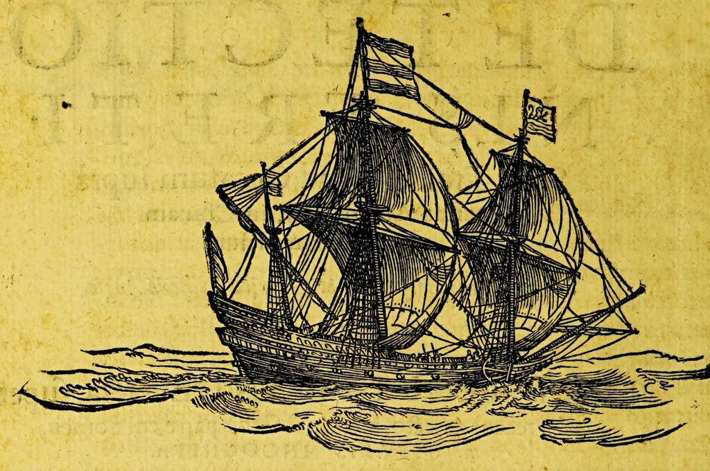 An illustration from Descriptio ac delineatio geographica detectionis freti, : sive, Transitus ad occasum suprà terras Americanas, in Chinam atq; Iaponem ducturi. Recens investigati ab M. Henrico Hudsono Anglo. : Item, Exegesis regi Hispaniæ facta, super tractu recens detecto, in quintâ orbis parte, cui nomen, Australis incognita. : Cum descriptione terrarum Samoiedarum, & Tingoesiorum, in Tartariâ ad ortum Freti VVaygats sitarum, nuperq; sceptro Moscovitarum adscitarum, 1613, leaf 8