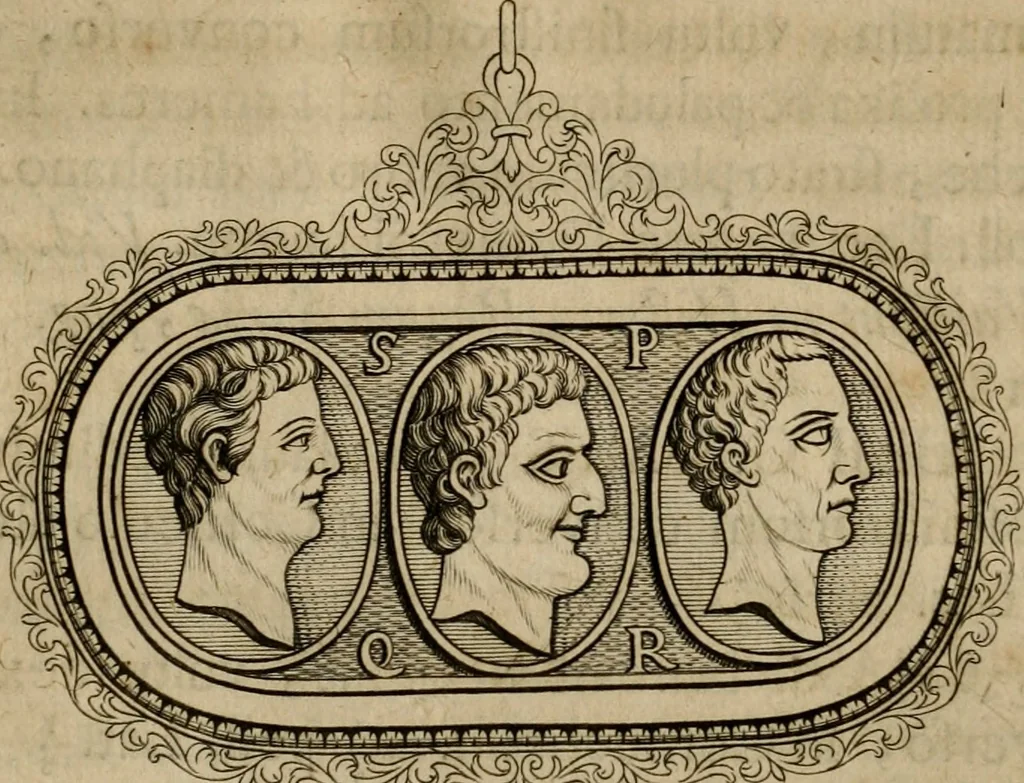 An illustration from Descriptio brevis gemmarum quae in museo Guil. S.R.J.L. Baronis de Crassier, Celsissimi Episcopi ac Principis Leodiensis in Camera Rationaria Consiliarii, &c. asservantur, 1740, leaf 17