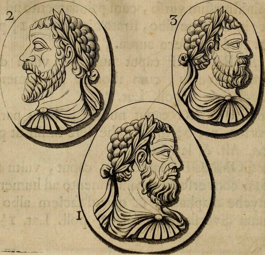 An illustration from Descriptio brevis gemmarum quae in museo Guil. S.R.J.L. Baronis de Crassier, Celsissimi Episcopi ac Principis Leodiensis in Camera Rationaria Consiliarii, &c. asservantur, 1740, leaf 23
