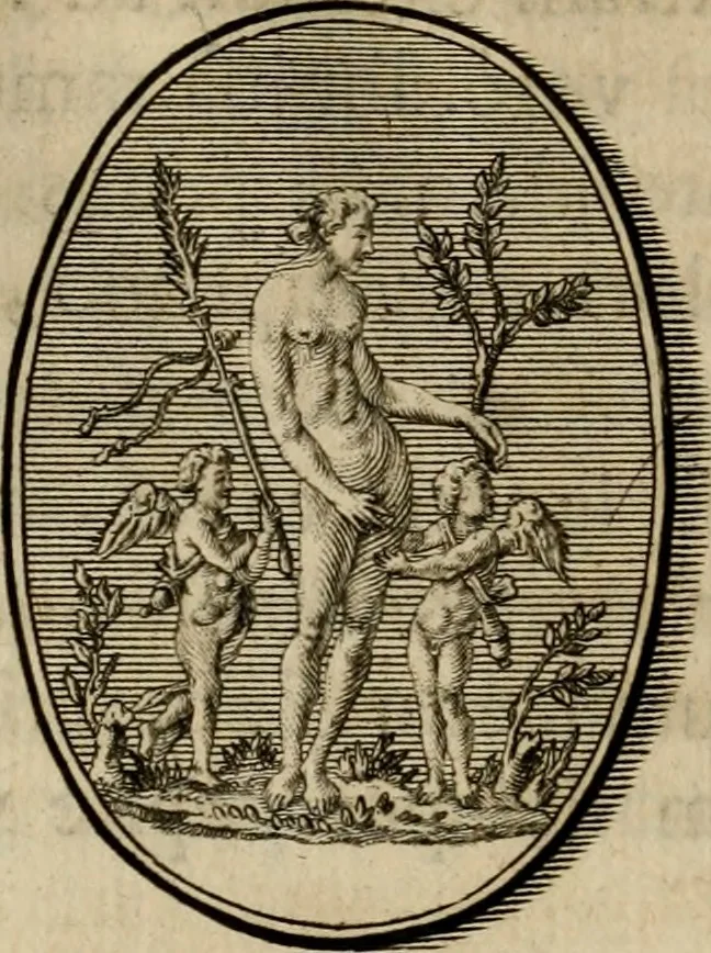 An illustration from Descriptio brevis gemmarum quae in museo Guil. S.R.J.L. Baronis de Crassier, Celsissimi Episcopi ac Principis Leodiensis in Camera Rationaria Consiliarii, &c. asservantur, 1740, leaf 45