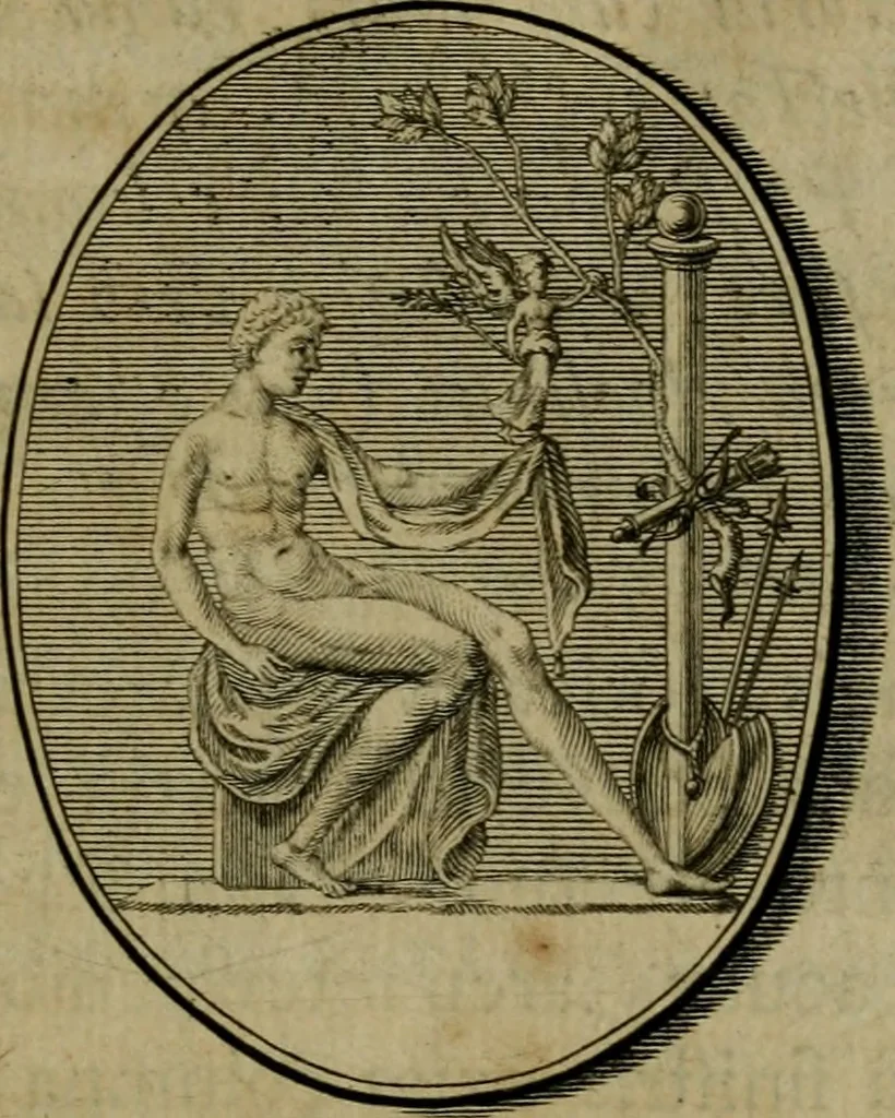 An illustration from Descriptio brevis gemmarum quae in museo Guil. S.R.J.L. Baronis de Crassier, Celsissimi Episcopi ac Principis Leodiensis in Camera Rationaria Consiliarii, &c. asservantur, 1740, leaf 50