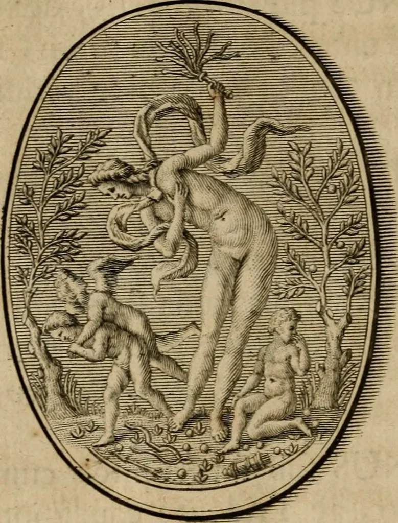 An illustration from Descriptio brevis gemmarum quae in museo Guil. S.R.J.L. Baronis de Crassier, Celsissimi Episcopi ac Principis Leodiensis in Camera Rationaria Consiliarii, &c. asservantur, 1740, leaf 53
