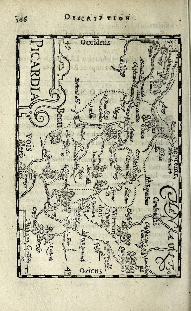 An illustration from Description contenant toutes les singularitez de plus celebres villes et places remarquables du royaume de France : avec les choses plus memorables aduenues en jceluy : reveu, corrige et auguemente du sommaire de l'estat, cartes des prouinces et de quelques portraitz des plus signalees uilles du dict royaume, 1610, leaf 120