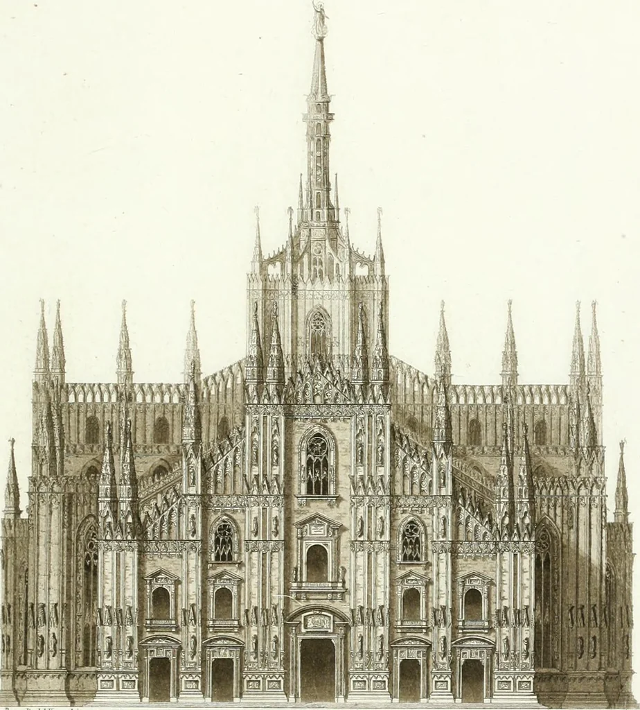 An illustration from Description de la cathédrale de Milan : accompagnée d'observations historiques et critiques sur sa construction et sur les monumens d'art dont elle est enrichie, 1823, leaf 213