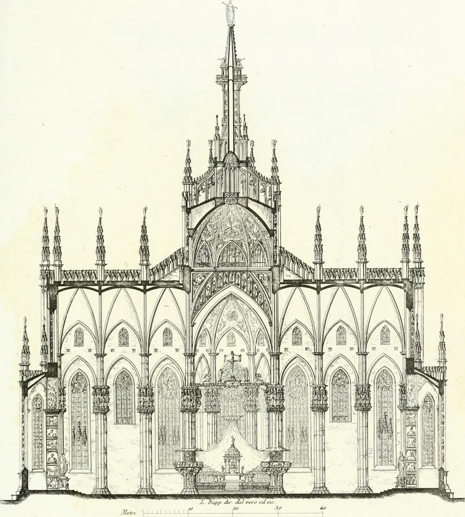 An illustration from Description de la cathédrale de Milan : accompagnée d'observations historiques et critiques sur sa construction et sur les monumens d'art dont elle est enrichie, 1823, leaf 237