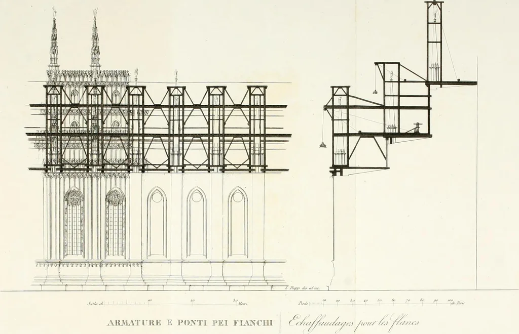 An illustration from Description de la cathédrale de Milan : accompagnée d'observations historiques et critiques sur sa construction et sur les monumens d'art dont elle est enrichie, 1823, leaf 338