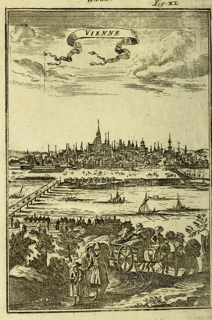 An illustration from Description de l'univers, : contenant les differents systemes du monde, les cartes generales & particulieres de la geographie ancienne & moderne : les plans & les profils des principales villes & des autres lieux plus considerables de la terre; avec les portraits des souverains qui y commandent, leurs blasons, titres & livrées : et les mœurs, religions, gouvernemens & divers habillemens de chaque nation. Dediée au roy., 1685, leaf 160