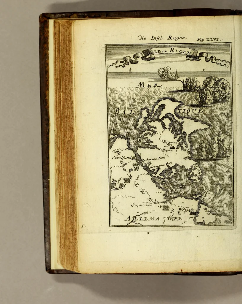 An illustration from Description de l'univers, : contenant les differents systemes du monde, les cartes generales & particulieres de la geographie ancienne & moderne : les plans & les profils des principales villes & des autres lieux plus considerables de la terre; avec les portraits des souverains qui y commandent, leurs blasons, titres & livrées : et les mœurs, religions, gouvernemens & divers habillemens de chaque nation. Dediée au roy., 1685, leaf 178