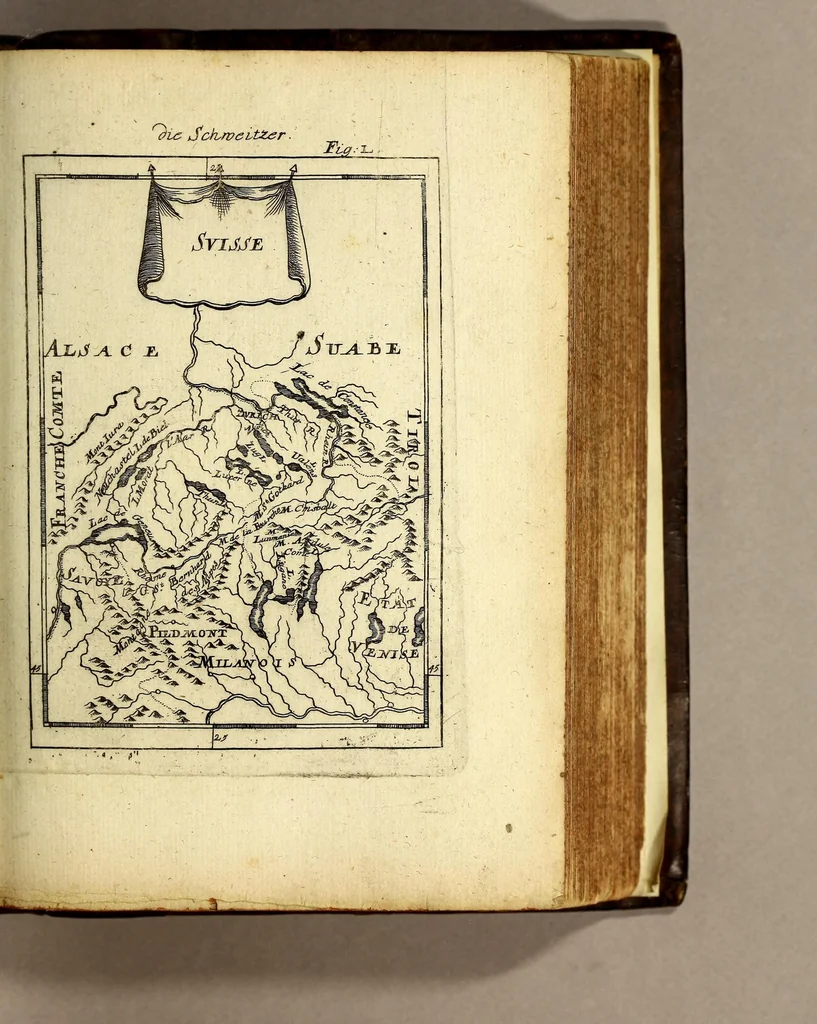 An illustration from Description de l'univers, : contenant les differents systemes du monde, les cartes generales & particulieres de la geographie ancienne & moderne : les plans & les profils des principales villes & des autres lieux plus considerables de la terre; avec les portraits des souverains qui y commandent, leurs blasons, titres & livrées : et les mœurs, religions, gouvernemens & divers habillemens de chaque nation. Dediée au roy., 1685, leaf 191