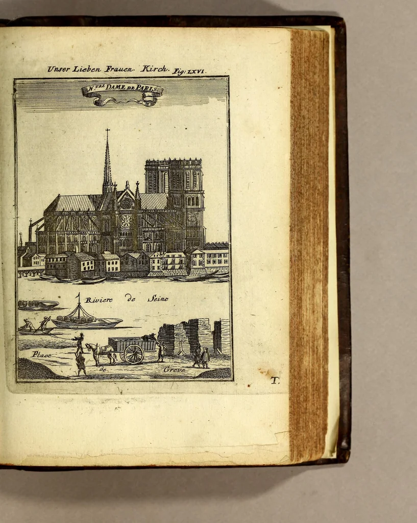 An illustration from Description de l'univers, : contenant les differents systemes du monde, les cartes generales & particulieres de la geographie ancienne & moderne : les plans & les profils des principales villes & des autres lieux plus considerables de la terre; avec les portraits des souverains qui y commandent, leurs blasons, titres & livrées : et les mœurs, religions, gouvernemens & divers habillemens de chaque nation. Dediée au roy., 1685, leaf 259
