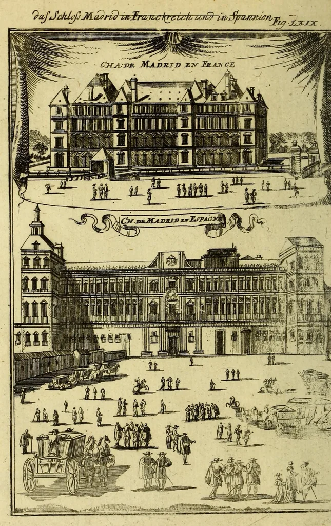 An illustration from Description de l'univers, : contenant les differents systemes du monde, les cartes generales & particulieres de la geographie ancienne & moderne : les plans & les profils des principales villes & des autres lieux plus considerables de la terre; avec les portraits des souverains qui y commandent, leurs blasons, titres & livrées : et les mœurs, religions, gouvernemens & divers habillemens de chaque nation. Dediée au roy., 1685, leaf 268
