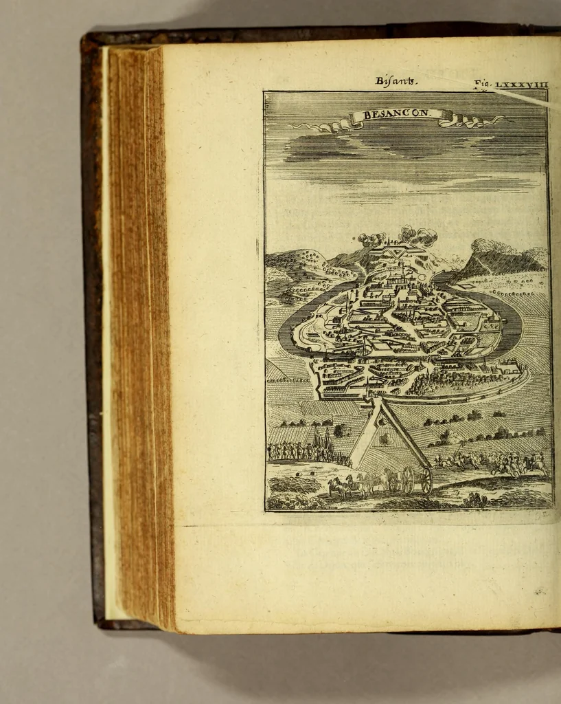 An illustration from Description de l'univers, : contenant les differents systemes du monde, les cartes generales & particulieres de la geographie ancienne & moderne : les plans & les profils des principales villes & des autres lieux plus considerables de la terre; avec les portraits des souverains qui y commandent, leurs blasons, titres & livrées : et les mœurs, religions, gouvernemens & divers habillemens de chaque nation. Dediée au roy., 1685, leaf 336