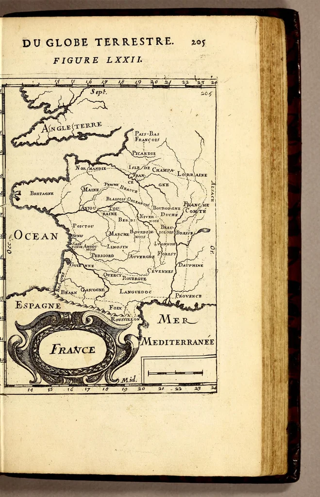 An illustration from Description de l'univers, : contenant les differents systêmes du monde, les cartes generales & particulieres de la geographie ancienne & moderne : les plans & les profils des principales villes & des autres lieux plus considerables de la terre ; avec les portraits des souverains qui y commandent, leurs blasons, titres & livrées : et les mœurs, religions, gouvernemens & divers habillemens de chaque nation. Dediee au roy., 1683, leaf 235