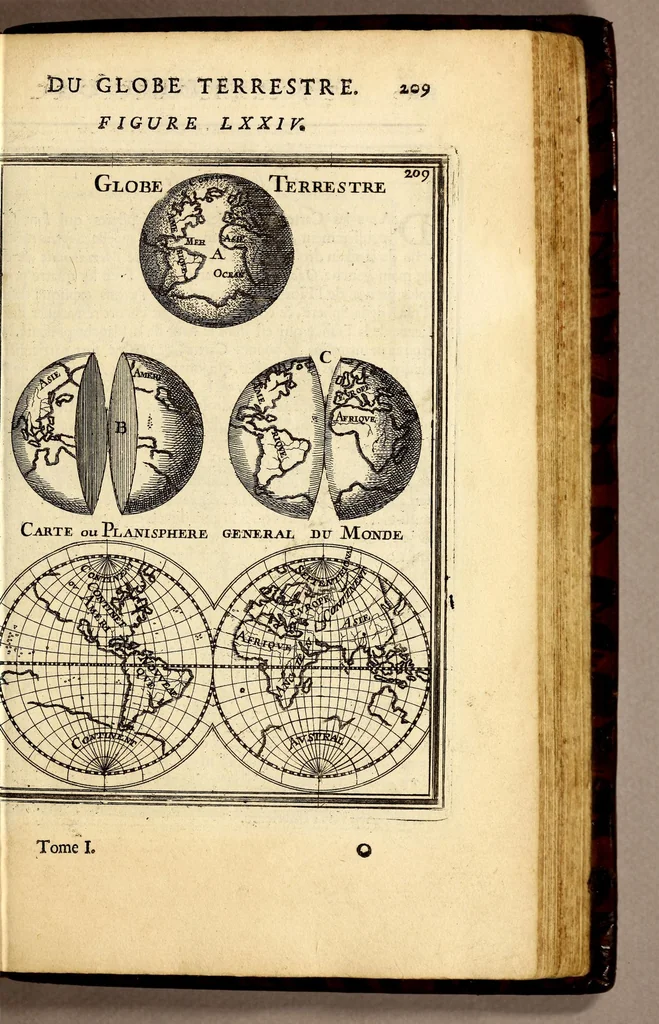 An illustration from Description de l'univers, : contenant les differents systêmes du monde, les cartes generales & particulieres de la geographie ancienne & moderne : les plans & les profils des principales villes & des autres lieux plus considerables de la terre ; avec les portraits des souverains qui y commandent, leurs blasons, titres & livrées : et les mœurs, religions, gouvernemens & divers habillemens de chaque nation. Dediee au roy., 1683, leaf 239