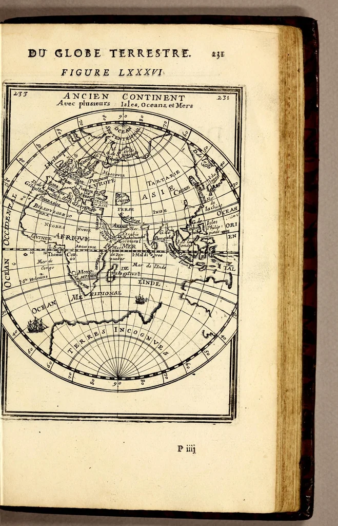 An illustration from Description de l'univers, : contenant les differents systêmes du monde, les cartes generales & particulieres de la geographie ancienne & moderne : les plans & les profils des principales villes & des autres lieux plus considerables de la terre ; avec les portraits des souverains qui y commandent, leurs blasons, titres & livrées : et les mœurs, religions, gouvernemens & divers habillemens de chaque nation. Dediee au roy., 1683, leaf 263