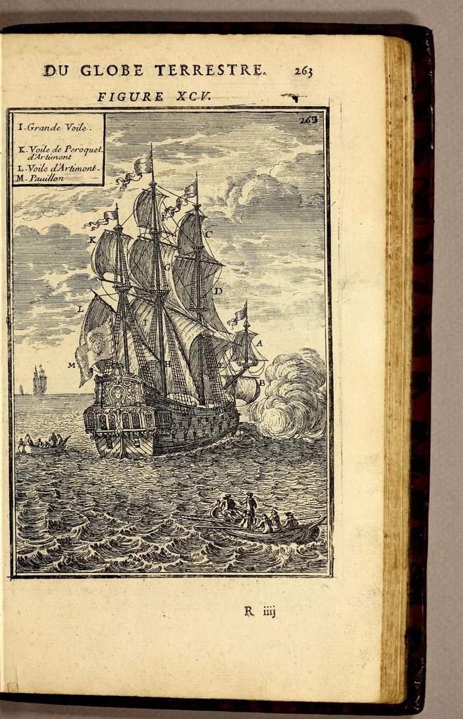 An illustration from Description de l'univers, : contenant les differents systêmes du monde, les cartes generales & particulieres de la geographie ancienne & moderne : les plans & les profils des principales villes & des autres lieux plus considerables de la terre ; avec les portraits des souverains qui y commandent, leurs blasons, titres & livrées : et les mœurs, religions, gouvernemens & divers habillemens de chaque nation. Dediee au roy., 1683, leaf 295