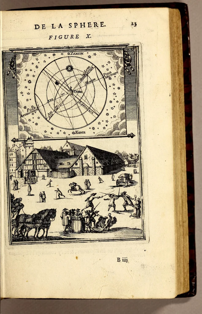 An illustration from Description de l'univers, : contenant les differents systêmes du monde, les cartes generales & particulieres de la geographie ancienne & moderne : les plans & les profils des principales villes & des autres lieux plus considerables de la terre ; avec les portraits des souverains qui y commandent, leurs blasons, titres & livrées : et les mœurs, religions, gouvernemens & divers habillemens de chaque nation. Dediee au roy., 1683, leaf 53