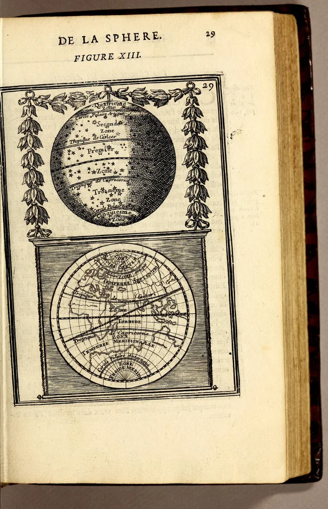 An illustration from Description de l'univers, : contenant les differents systêmes du monde, les cartes generales & particulieres de la geographie ancienne & moderne : les plans & les profils des principales villes & des autres lieux plus considerables de la terre ; avec les portraits des souverains qui y commandent, leurs blasons, titres & livrées : et les mœurs, religions, gouvernemens & divers habillemens de chaque nation. Dediee au roy., 1683, leaf 59