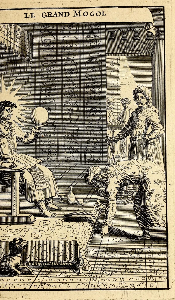 An illustration from Description de l'univers, : contenant les differents systêmes du monde, les cartes generales & particulieres de la geographie ancienne & moderne : les plans & les profils des principales villes & des autres lieux plus considerables de la terre ; avec les portraits des souverains qui y commandent, leurs blasons, titres & livrées : et les mœurs, religions, gouvernemens & divers habillemens de chaque nation. Dediee au roy., 1683, leaf 135