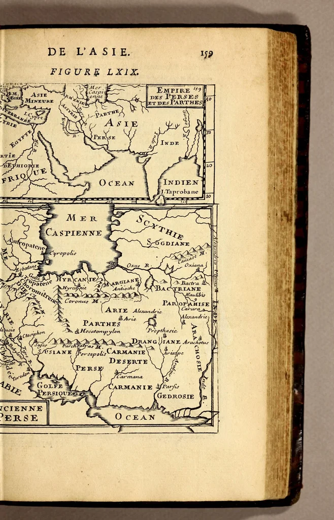An illustration from Description de l'univers, : contenant les differents systêmes du monde, les cartes generales & particulieres de la geographie ancienne & moderne : les plans & les profils des principales villes & des autres lieux plus considerables de la terre ; avec les portraits des souverains qui y commandent, leurs blasons, titres & livrées : et les mœurs, religions, gouvernemens & divers habillemens de chaque nation. Dediee au roy., 1683, leaf 175