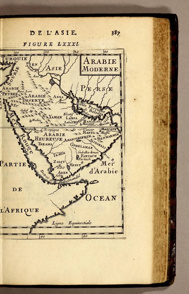 An illustration from Description de l'univers, : contenant les differents systêmes du monde, les cartes generales & particulieres de la geographie ancienne & moderne : les plans & les profils des principales villes & des autres lieux plus considerables de la terre ; avec les portraits des souverains qui y commandent, leurs blasons, titres & livrées : et les mœurs, religions, gouvernemens & divers habillemens de chaque nation. Dediee au roy., 1683, leaf 203