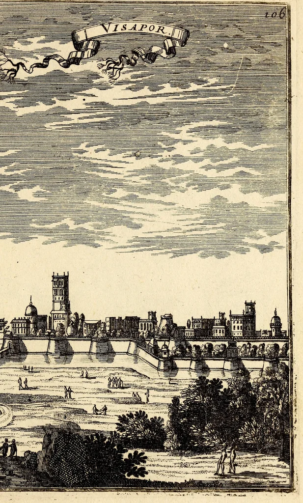 An illustration from Description de l'univers, : contenant les differents systêmes du monde, les cartes generales & particulieres de la geographie ancienne & moderne : les plans & les profils des principales villes & des autres lieux plus considerables de la terre ; avec les portraits des souverains qui y commandent, leurs blasons, titres & livrées : et les mœurs, religions, gouvernemens & divers habillemens de chaque nation. Dediee au roy., 1683, leaf 317