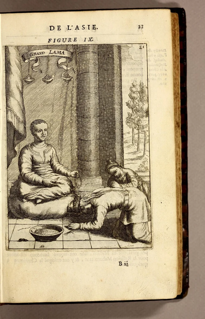 An illustration from Description de l'univers, : contenant les differents systêmes du monde, les cartes generales & particulieres de la geographie ancienne & moderne : les plans & les profils des principales villes & des autres lieux plus considerables de la terre ; avec les portraits des souverains qui y commandent, leurs blasons, titres & livrées : et les mœurs, religions, gouvernemens & divers habillemens de chaque nation. Dediee au roy., 1683, leaf 37