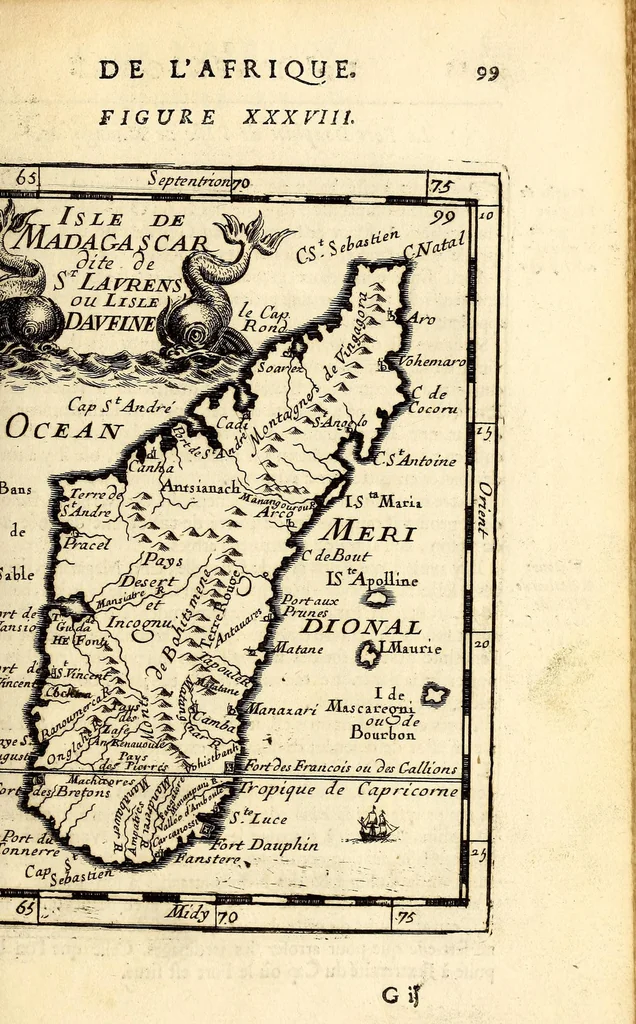 An illustration from Description de l'univers, : contenant les differents systêmes du monde, les cartes generales & particulieres de la geographie ancienne & moderne : les plans & les profils des principales villes & des autres lieux plus considerables de la terre ; avec les portraits des souverains qui y commandent, leurs blasons, titres & livrées : et les mœurs, religions, gouvernemens & divers habillemens de chaque nation. Dediee au roy., 1683, leaf 115