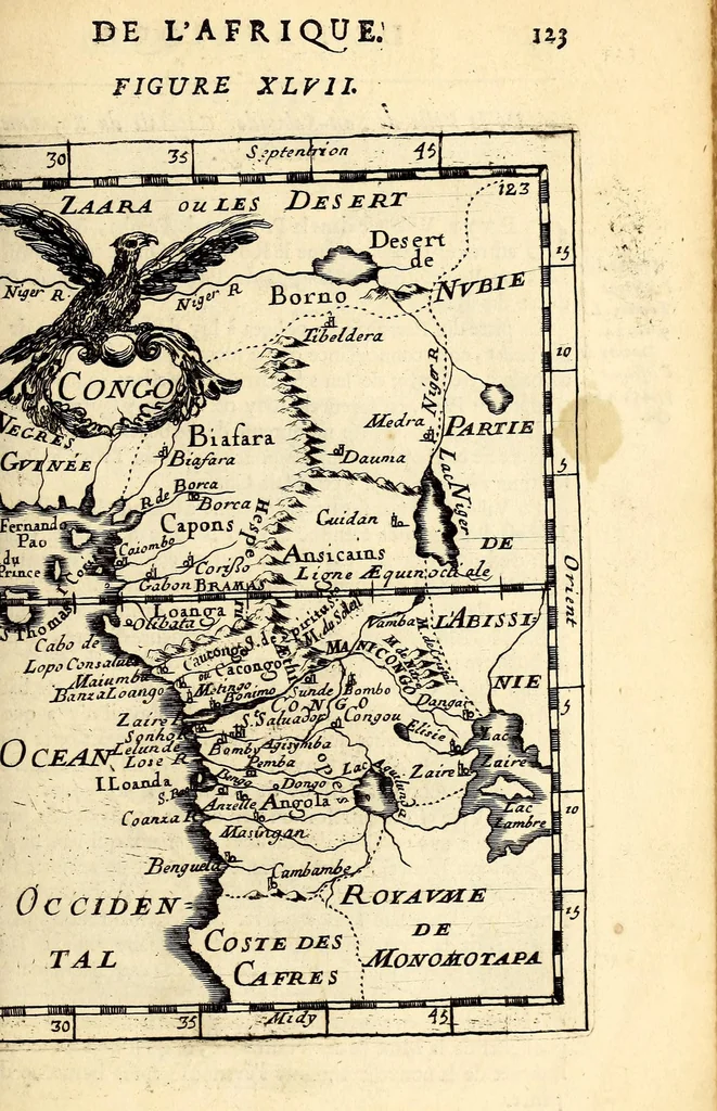 An illustration from Description de l'univers, : contenant les differents systêmes du monde, les cartes generales & particulieres de la geographie ancienne & moderne : les plans & les profils des principales villes & des autres lieux plus considerables de la terre ; avec les portraits des souverains qui y commandent, leurs blasons, titres & livrées : et les mœurs, religions, gouvernemens & divers habillemens de chaque nation. Dediee au roy., 1683, leaf 139