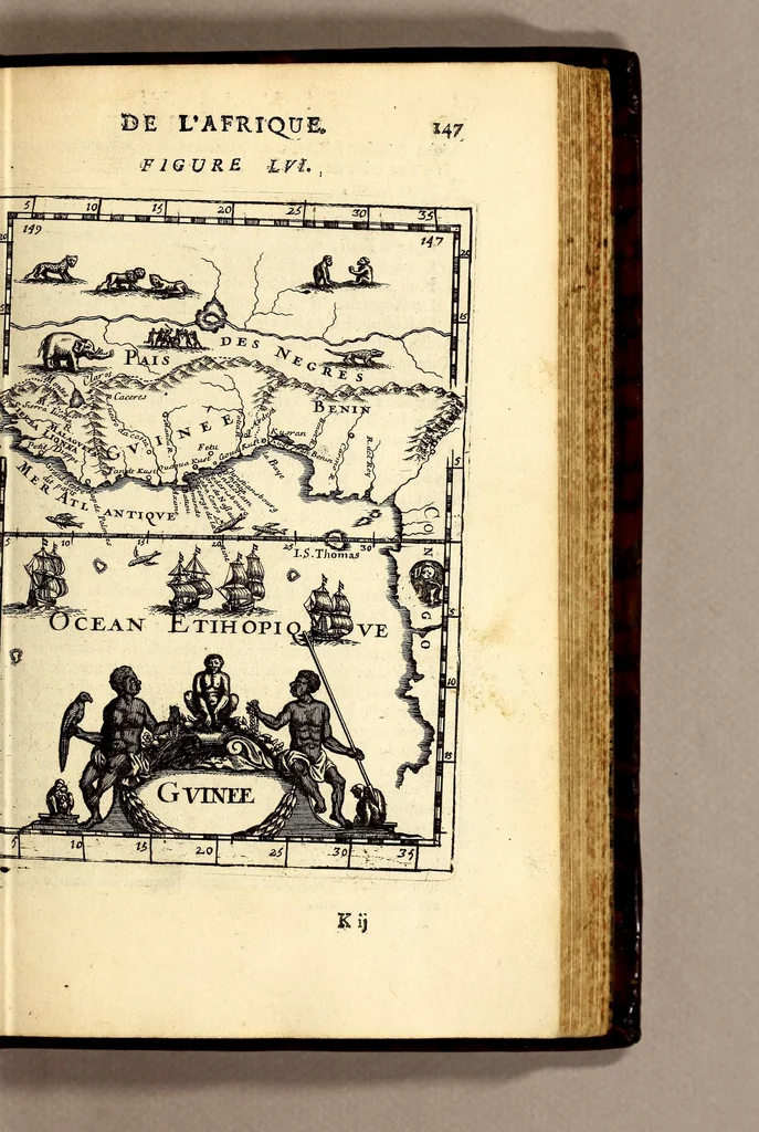 An illustration from Description de l'univers, : contenant les differents systêmes du monde, les cartes generales & particulieres de la geographie ancienne & moderne : les plans & les profils des principales villes & des autres lieux plus considerables de la terre ; avec les portraits des souverains qui y commandent, leurs blasons, titres & livrées : et les mœurs, religions, gouvernemens & divers habillemens de chaque nation. Dediee au roy., 1683, leaf 163