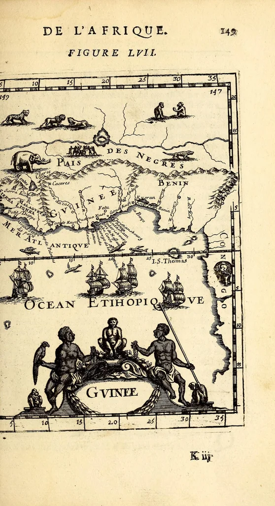 An illustration from Description de l'univers, : contenant les differents systêmes du monde, les cartes generales & particulieres de la geographie ancienne & moderne : les plans & les profils des principales villes & des autres lieux plus considerables de la terre ; avec les portraits des souverains qui y commandent, leurs blasons, titres & livrées : et les mœurs, religions, gouvernemens & divers habillemens de chaque nation. Dediee au roy., 1683, leaf 165