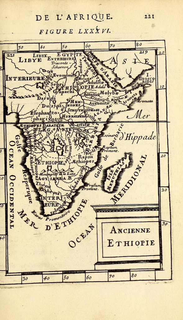 An illustration from Description de l'univers, : contenant les differents systêmes du monde, les cartes generales & particulieres de la geographie ancienne & moderne : les plans & les profils des principales villes & des autres lieux plus considerables de la terre ; avec les portraits des souverains qui y commandent, leurs blasons, titres & livrées : et les mœurs, religions, gouvernemens & divers habillemens de chaque nation. Dediee au roy., 1683, leaf 239