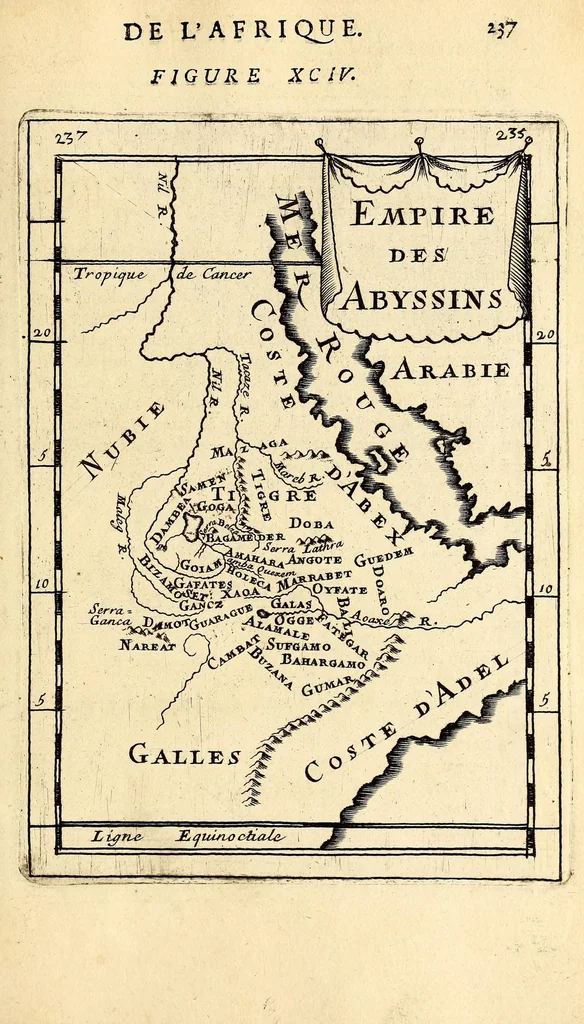 An illustration from Description de l'univers, : contenant les differents systêmes du monde, les cartes generales & particulieres de la geographie ancienne & moderne : les plans & les profils des principales villes & des autres lieux plus considerables de la terre ; avec les portraits des souverains qui y commandent, leurs blasons, titres & livrées : et les mœurs, religions, gouvernemens & divers habillemens de chaque nation. Dediee au roy., 1683, leaf 255