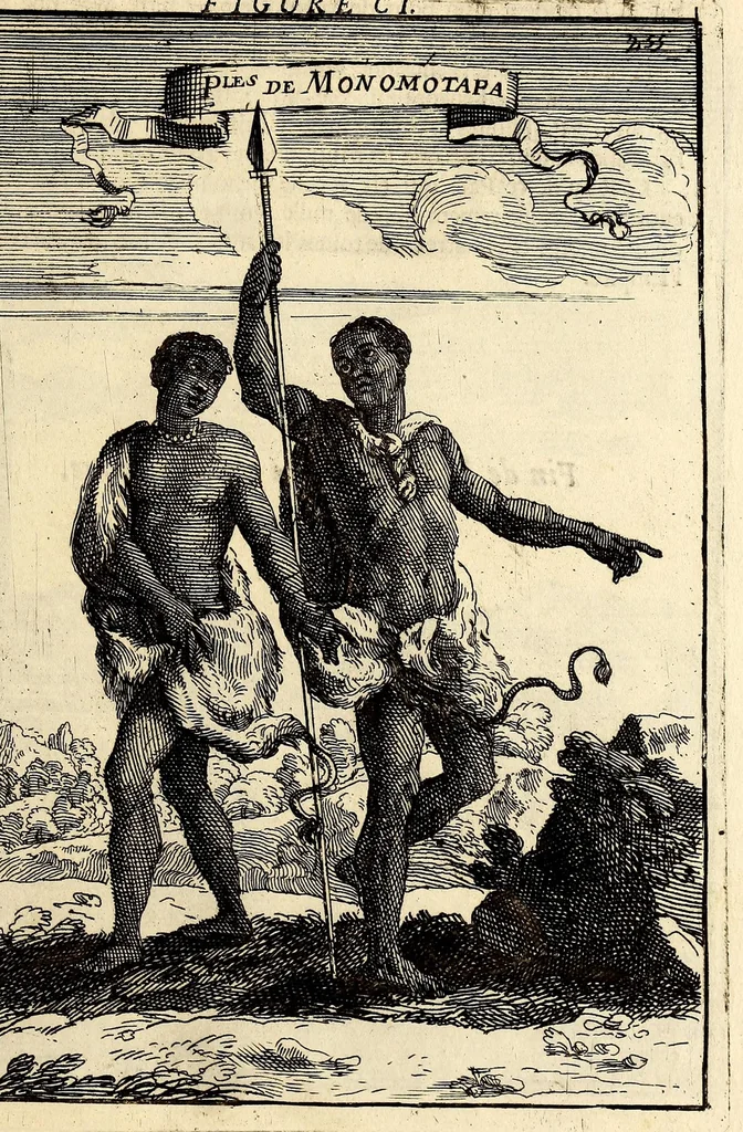 An illustration from Description de l'univers, : contenant les differents systêmes du monde, les cartes generales & particulieres de la geographie ancienne & moderne : les plans & les profils des principales villes & des autres lieux plus considerables de la terre ; avec les portraits des souverains qui y commandent, leurs blasons, titres & livrées : et les mœurs, religions, gouvernemens & divers habillemens de chaque nation. Dediee au roy., 1683, leaf 273