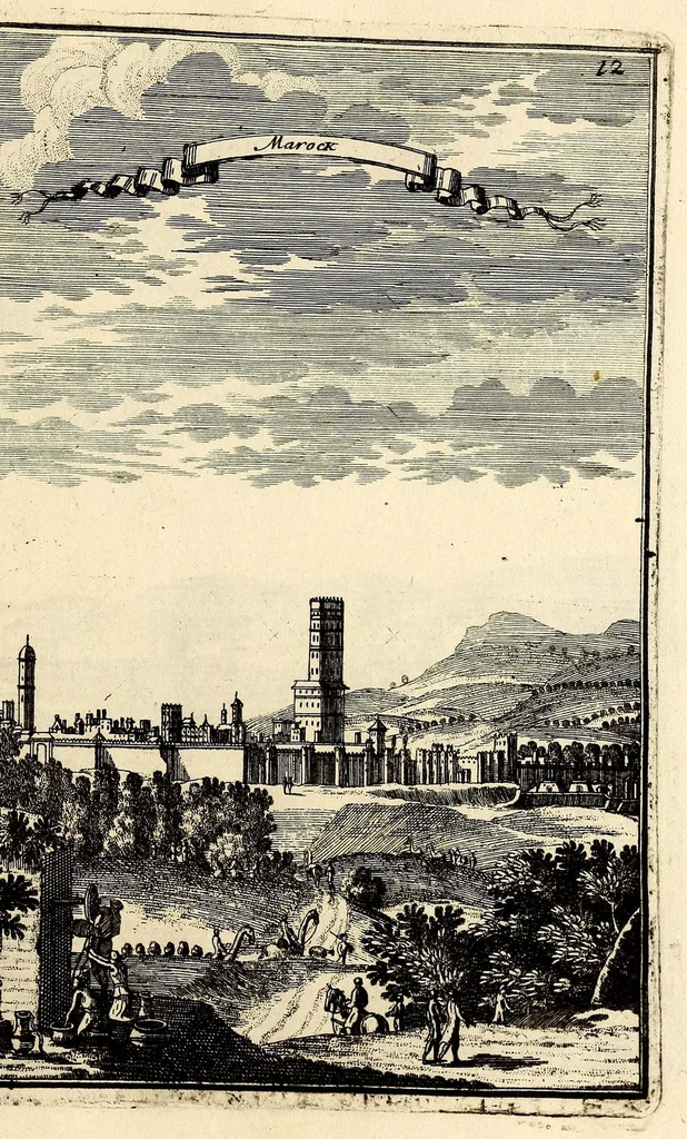 An illustration from Description de l'univers, : contenant les differents systêmes du monde, les cartes generales & particulieres de la geographie ancienne & moderne : les plans & les profils des principales villes & des autres lieux plus considerables de la terre ; avec les portraits des souverains qui y commandent, leurs blasons, titres & livrées : et les mœurs, religions, gouvernemens & divers habillemens de chaque nation. Dediee au roy., 1683, leaf 279