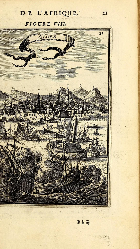 An illustration from Description de l'univers, : contenant les differents systêmes du monde, les cartes generales & particulieres de la geographie ancienne & moderne : les plans & les profils des principales villes & des autres lieux plus considerables de la terre ; avec les portraits des souverains qui y commandent, leurs blasons, titres & livrées : et les mœurs, religions, gouvernemens & divers habillemens de chaque nation. Dediee au roy., 1683, leaf 37