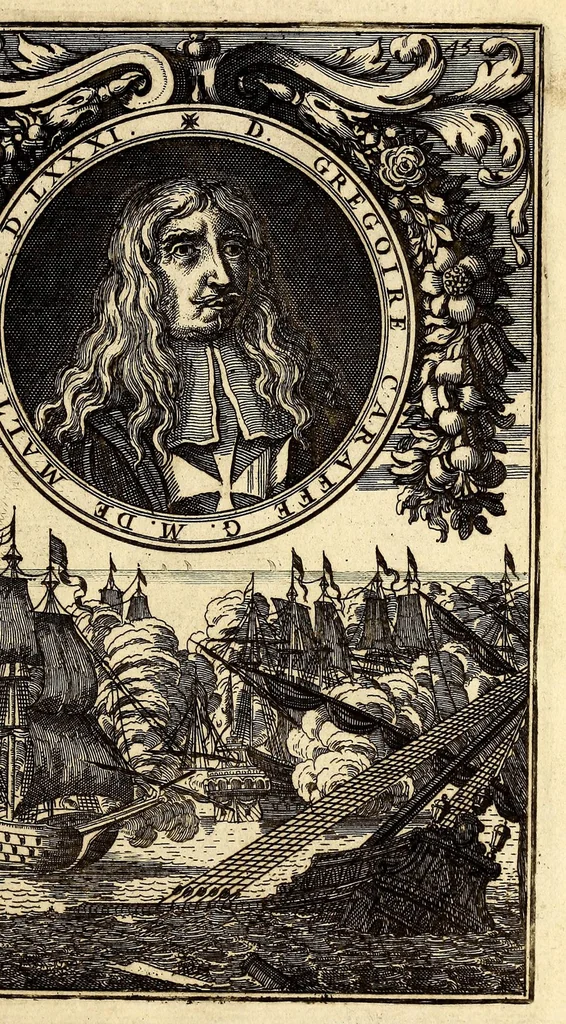 An illustration from Description de l'univers, : contenant les differents systêmes du monde, les cartes generales & particulieres de la geographie ancienne & moderne : les plans & les profils des principales villes & des autres lieux plus considerables de la terre ; avec les portraits des souverains qui y commandent, leurs blasons, titres & livrées : et les mœurs, religions, gouvernemens & divers habillemens de chaque nation. Dediee au roy., 1683, leaf 61