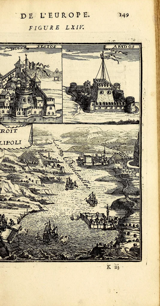 An illustration from Description de l'univers, : contenant les differents systêmes du monde, les cartes generales & particulieres de la geographie ancienne & moderne : les plans & les profils des principales villes & des autres lieux plus considerables de la terre ; avec les portraits des souverains qui y commandent, leurs blasons, titres & livrées : et les mœurs, religions, gouvernemens & divers habillemens de chaque nation. Dediee au roy., 1683, leaf 167